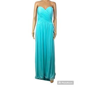 ALFRED SUNG Mint Green Strapless Pleated Chiffon Dress. Size 6